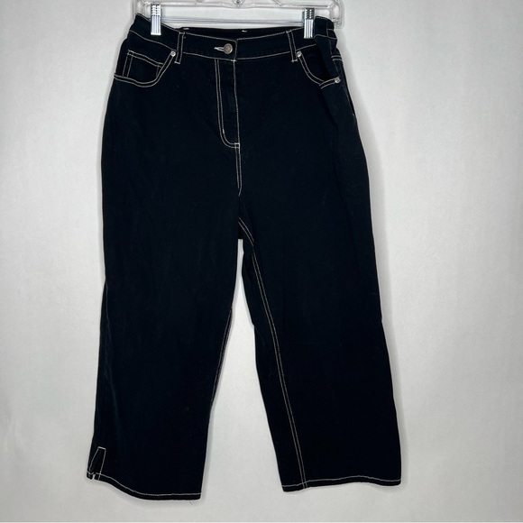 D & Co Company Cropped Capri Jeans‎ Womens M Medium Black Denim Straight Barrel - Picture 1 of 8